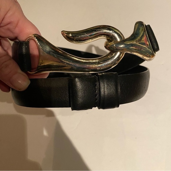 Vintage leather hook style adjustable belt M/L 38” length gith vamp whimsigoth - Picture 2 of 5